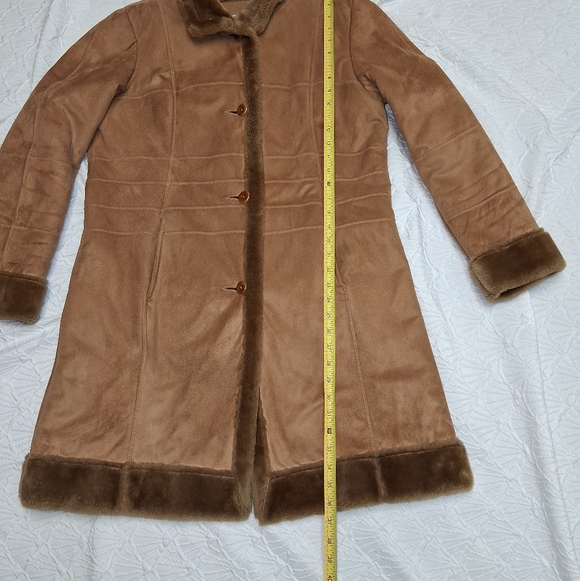 Alfani Outerwear Women Size L Tan Teddy Jacket with Faux Fur Accents - Picture 4 of 16